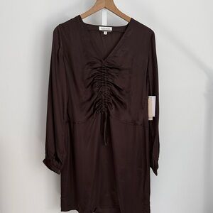 NATION LTD Brown Cora shirred dress small